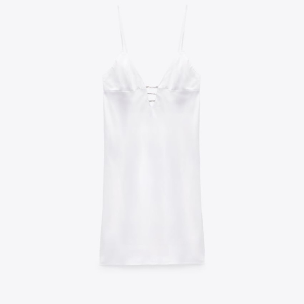 Zara Satin Effect Jewel Mini Dress - Picture 5 of 9